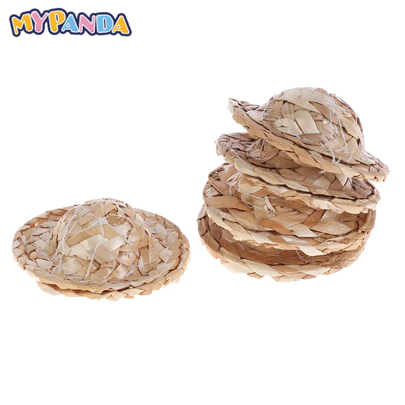 

Миниатюрная соломенная шляпа для кукольного домика, 5 шт., миниатюрная кукольная шляпа, украшение для кукольного домика, аксессуары для куко...