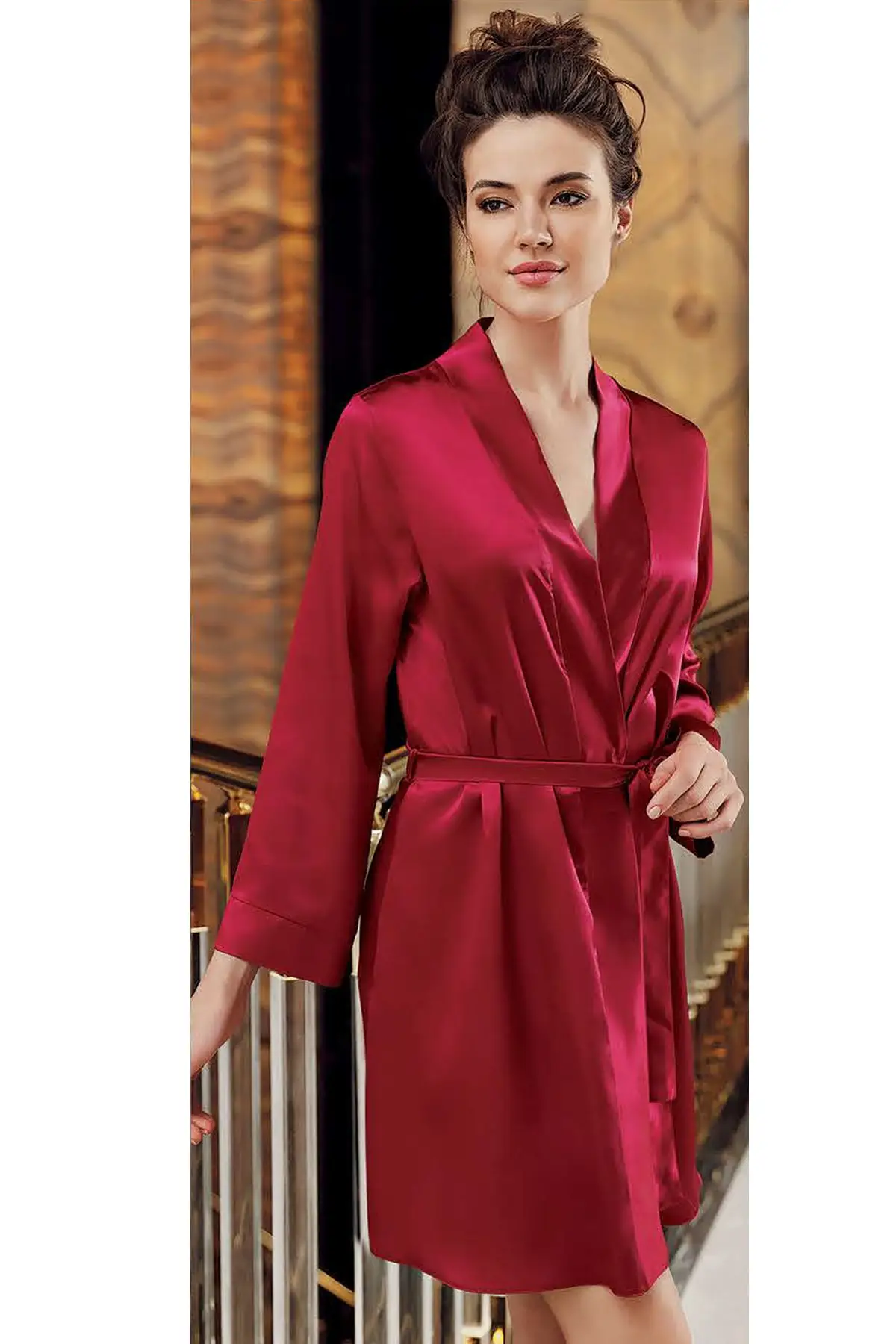 

Women Bordeaux Negligee Dressing Gown