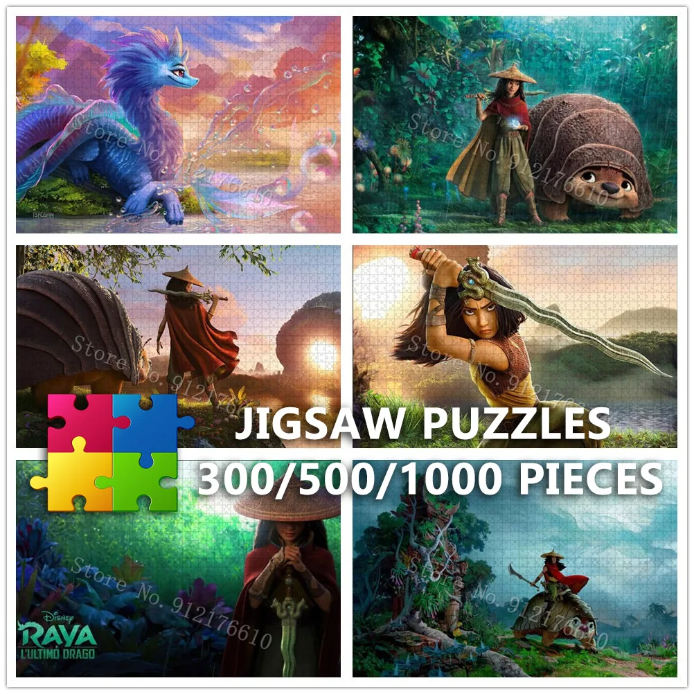 

Disney Princess Jigsaw Puzzles Raya and The Last Dragon 300/500/1000 Pieces Cartoon Paper Puzzle Decompress Educational Toys