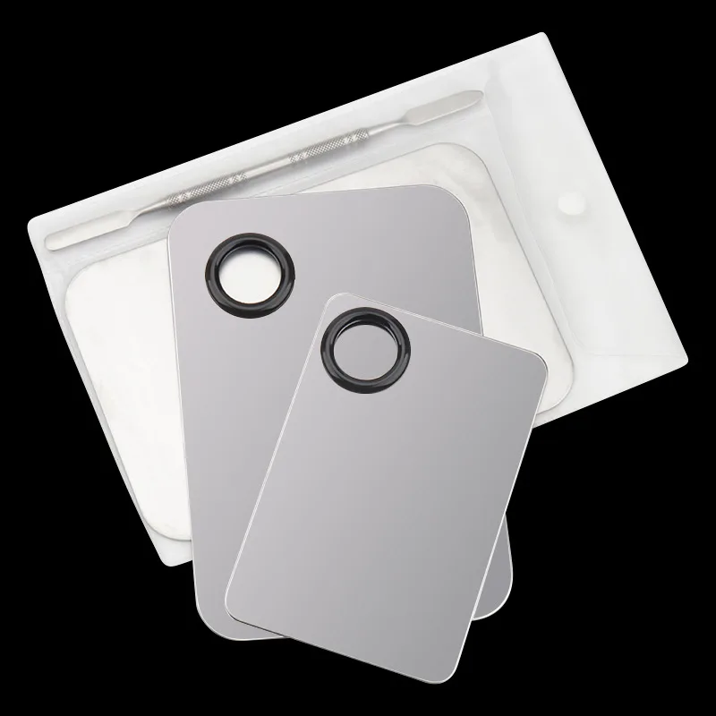 Женская Палитра из нержавеющей стали для смешивания теней век с шпателем цветная