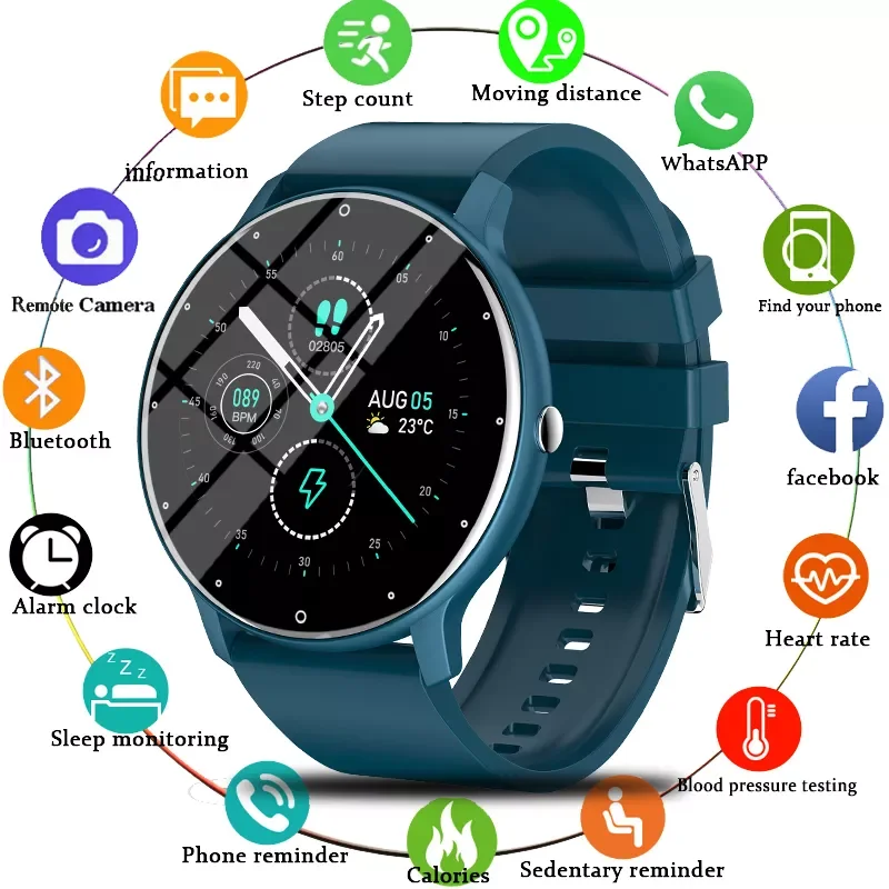 

LIGE 2021 New Smart Watch Men Full Touch Screen Sport Fitness Watch Waterproof Bluetooth Call For Android ios smartwatch Men+Box