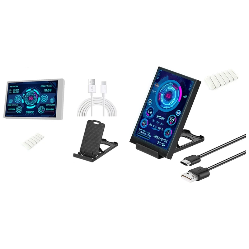 

1 Set Secondary Screen Computer Monitor For Mini ITX Case 3.5 Inch IPS CPU GPU RAM HDD Monitoring USB Display AIDA64 White