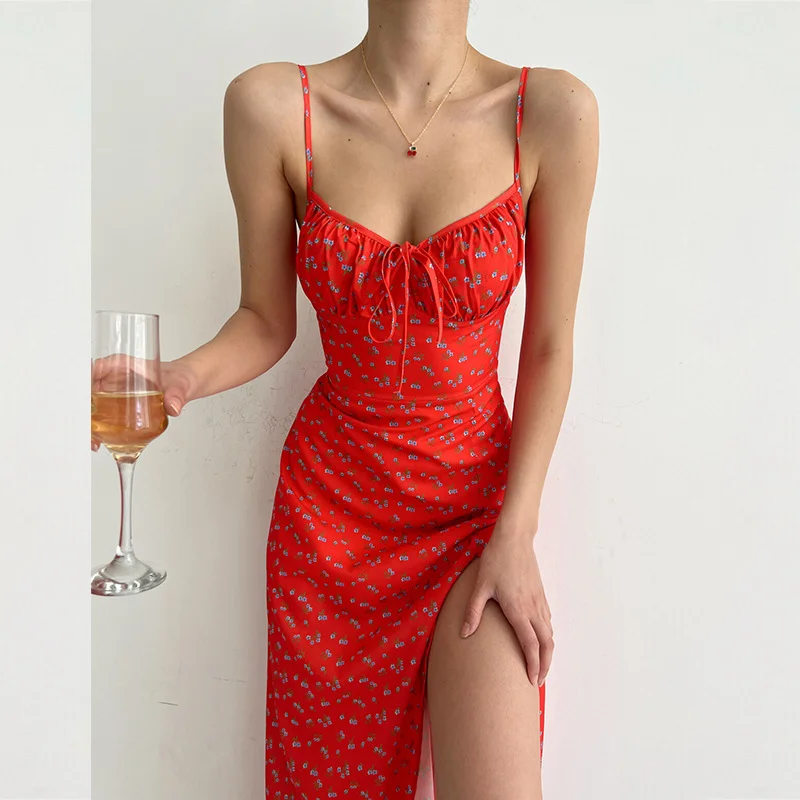 

Women's Floral Midi Dresses, Women's Summer Dress, Sexy, Long, Fenda Fina, 2023