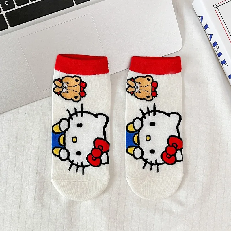 Kawaii Sanrio Hello Kitty Kuromi Cinnamoroll хлопковые носки носки-лодочки низкие до щиколотки