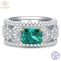 wuiha real 925 sterling silver radiant cut 2ct emerald amethyst aquamarine simulated moissanite ring for women gift dropshipping