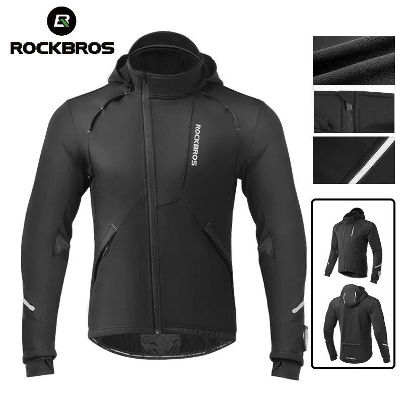 

ROCKBROS Red-dot Bicycle Jacket Winter Cycling Thermal Fleece Long Sleeve Cycling Bike Clothing Warmer Windproof Sportswear