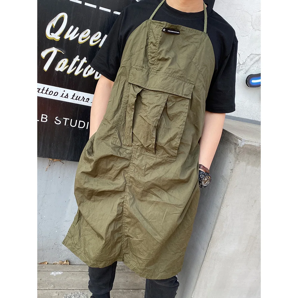

Japanese Style Brief Aprons Custom Logo Barista Uniform Overalls Barber Catering Painting Apron Unisex Work Apron For Men Women