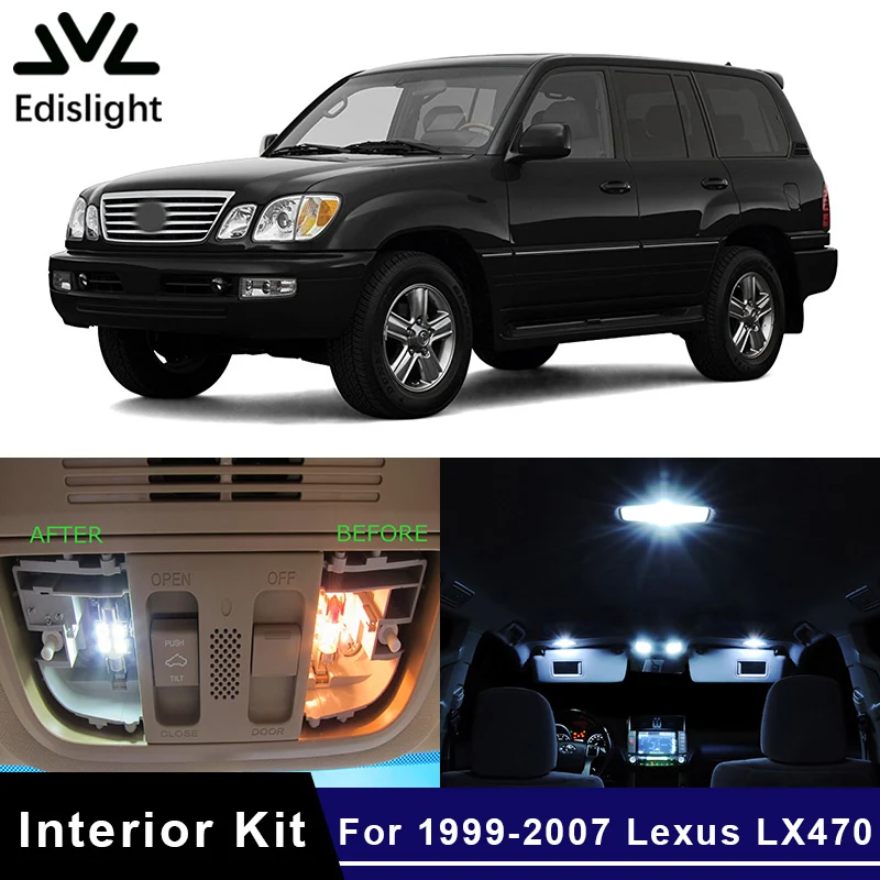 

15Pcs White Ice Blue Canbus LED Lamp Car Bulb Interior Package Kit For 1999-2007 Lexus LX470 Map Dome Trunk Door Light