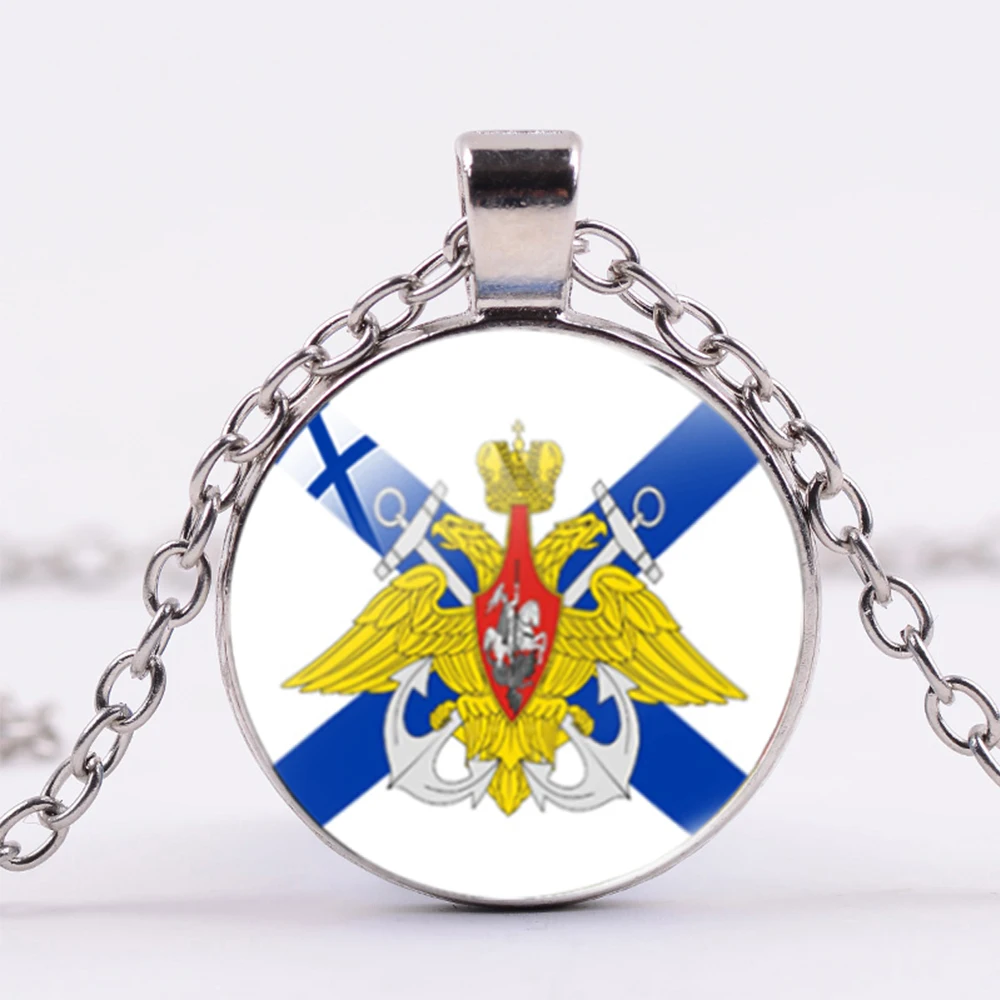 

Border Troops Of The Russian Federation Necklace Military USSR Soviet Army Symbol Glass Cabochon Pendant Souvenirs Necklace