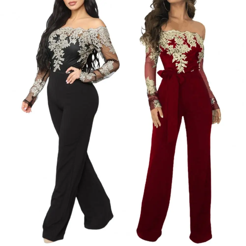 

Simple Thin Jumpsuit See Through Lace-up Temperament Sexy Slim-fitting Jumpsuit