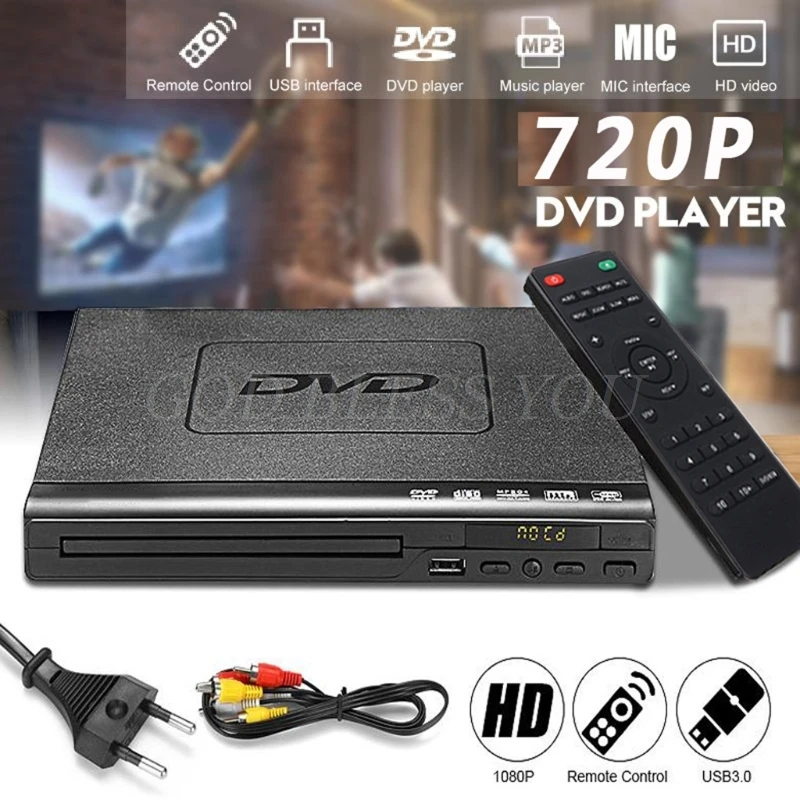 

Домашний мини DVD-плеер, DVD-плеер для телевизора с выходными кабелями H DMI/AV, вход USB 1080P, Прямая поставка