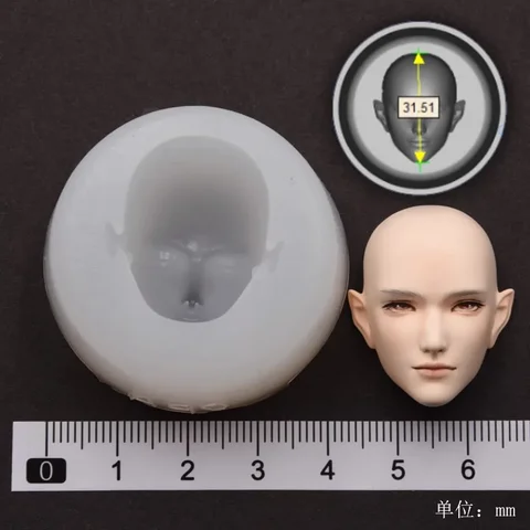 Силиконовая форма для лица мужской куклы 3 см