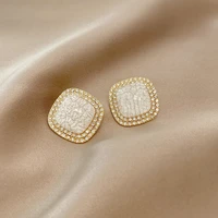 premium micro zircon geometric acrylic square earrings for girls korean mini fine jewelry fashion luxury accessories for women