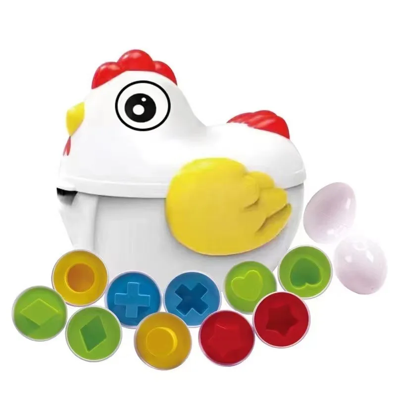 

Easter Egg Toys Chicken Toy Color Matching Game Shape Sorter with 6 Toy Eggs for Kids, Fine Motor Skills Sensory Toys