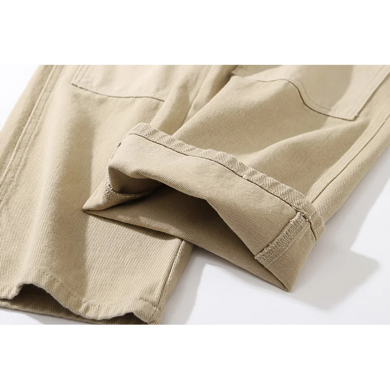 American Motorcycle Stitching Detachable Cargo Pants Thick Mens Jeans Cotton Suspenders Bibs Trousers Full Length Overalls