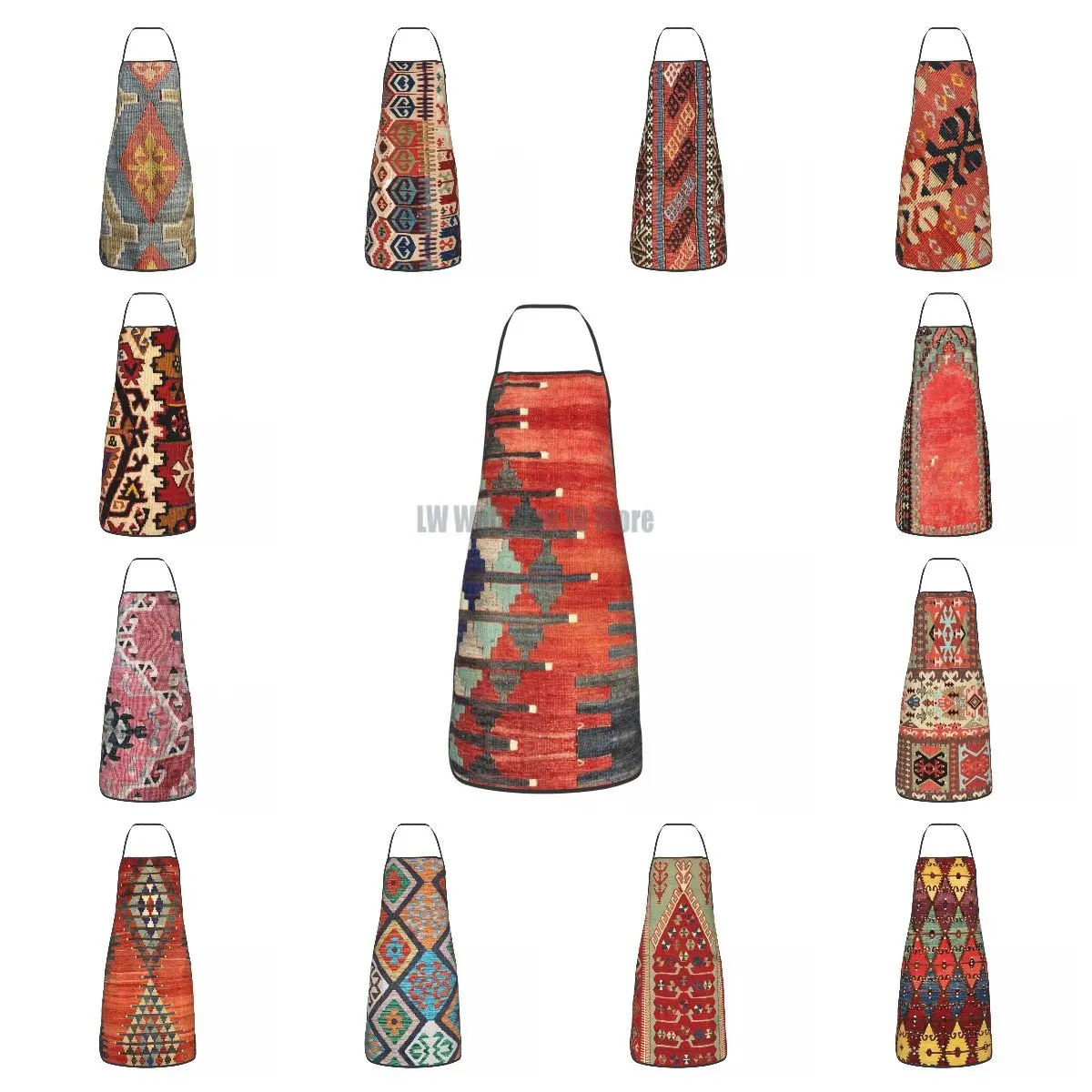 

Vintage Turkish Kilim Navaho Weave Aztec Textile Kitchen Chef Cooking Apron Women Men Boho Tribal Tablier Cuisine for Gardening