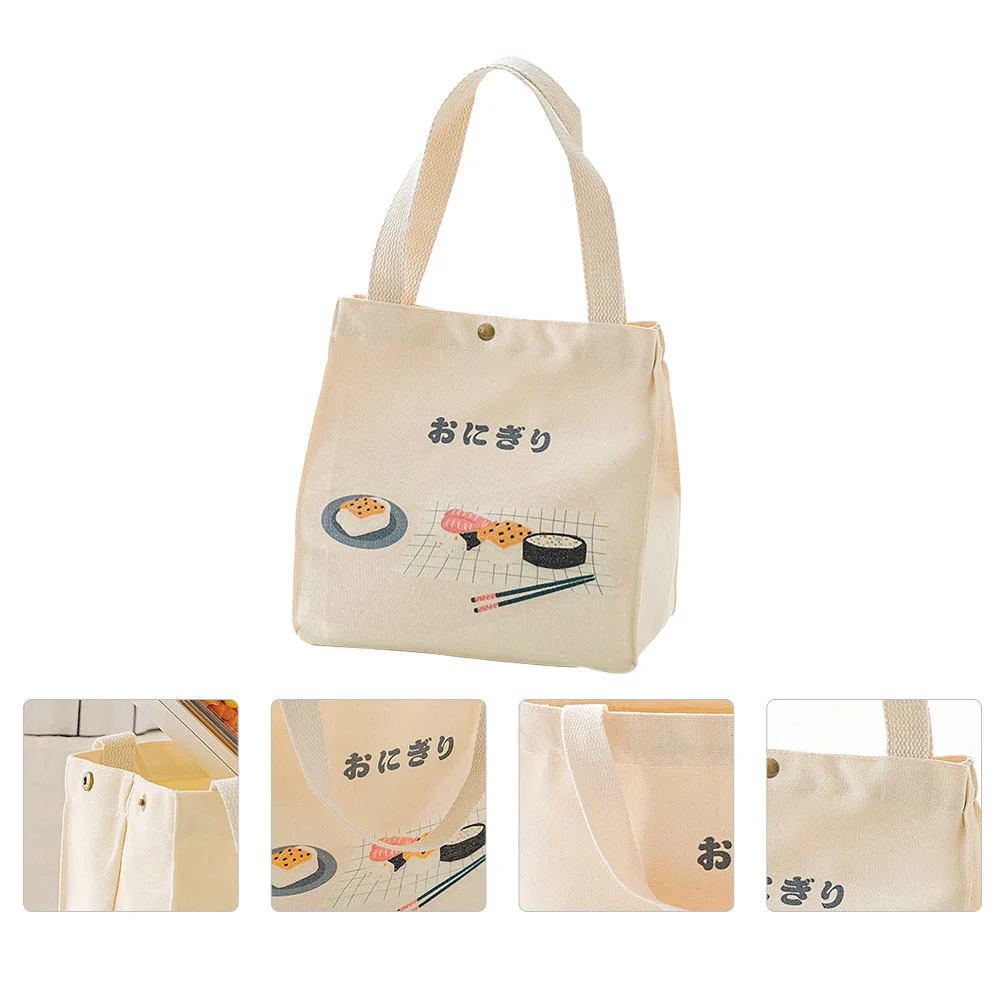 

Canvas Insulation Bag Handheld Handy Bags Lunch Container Portable Bento Pouch Storage Insulated Tote