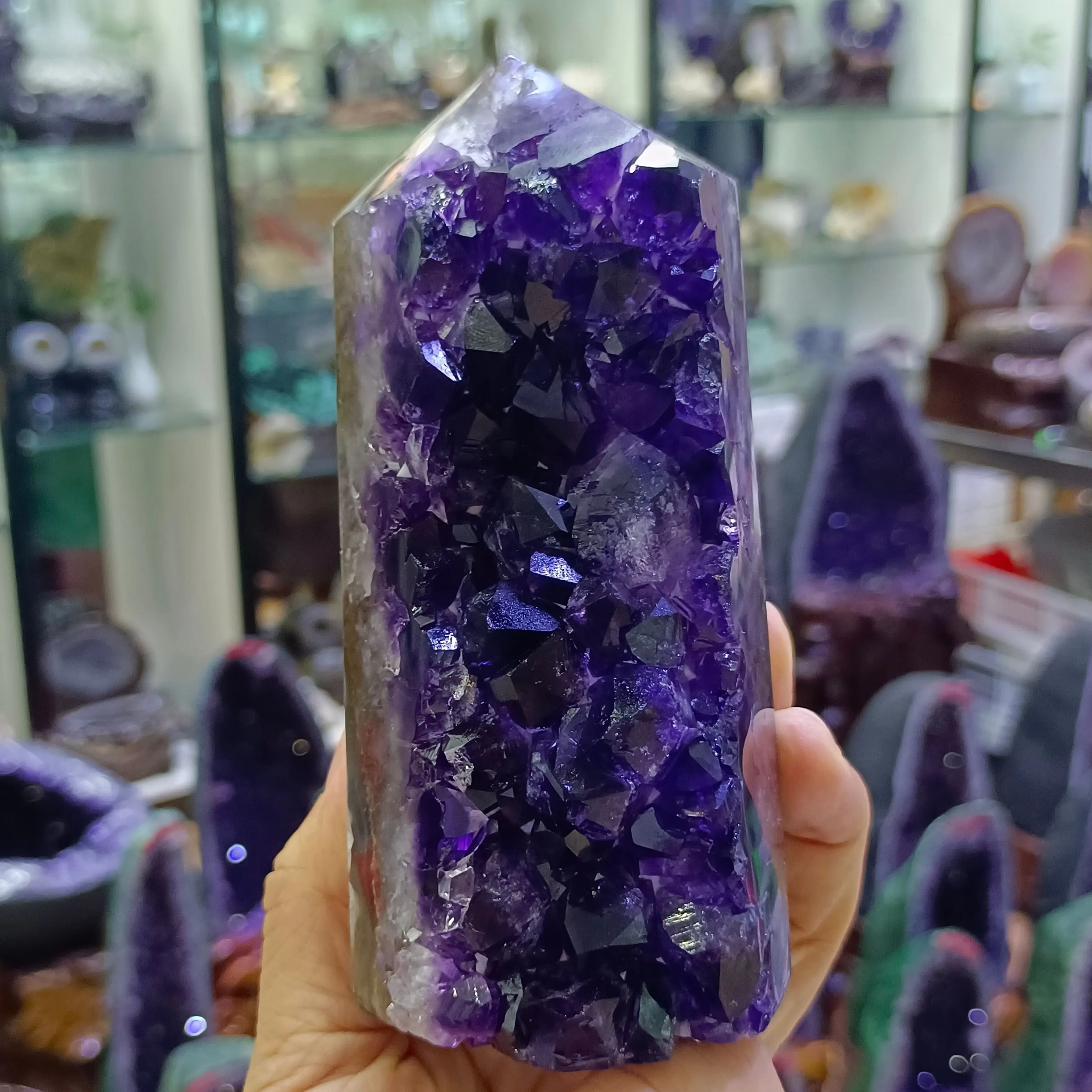 

Magical Natural Purple Amethyst Cluster Tower Columns Crystal Magic Wand Mineral Healing Gem Home Office Degaussing Decoration