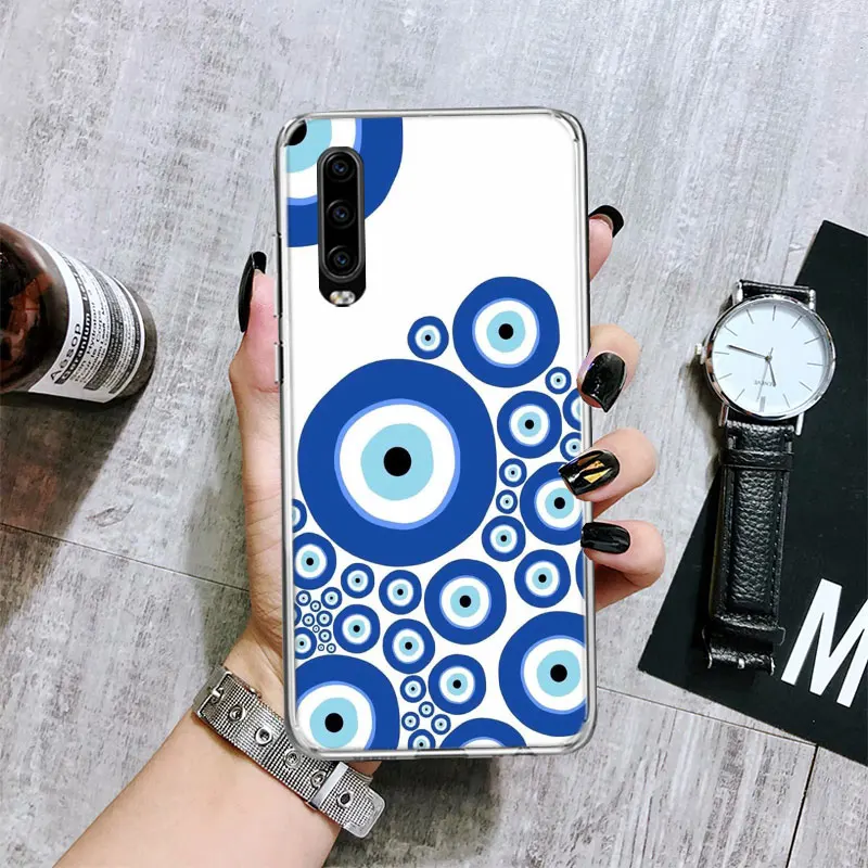 Lucky Blue Evil Eye Transparent Soft Phone Case for Huawei P30 P40 P50 P20 P10 Lite Mate 40 30 20 10 Pro Print Custom Cover images - 6