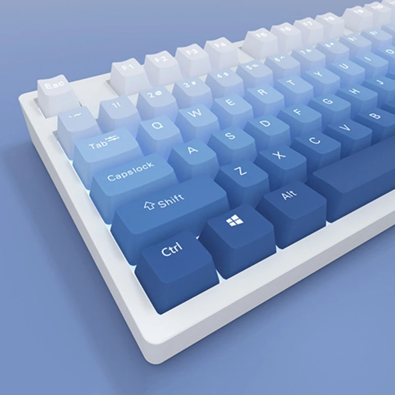 

PBT Translucent Backlit Keycaps for 104 Keys Mechanical Keyboard Keycap Set Double-Shot Gradient Blue For MX-switches