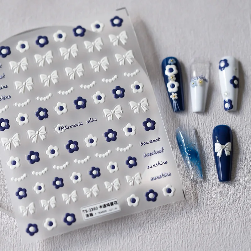 

3D Nail Art Stickers Bow Knot Cartoon Floret Pattern Manicure Self Adhesive Nail Decals Stickers