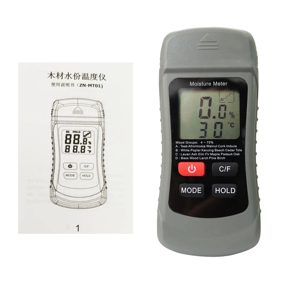 

Pin Type Wood Moisture Meter For Evaluate Damage Locate Wood Moisture 144*64*31mm ABS Engineering Plastic Automatic Shutdown