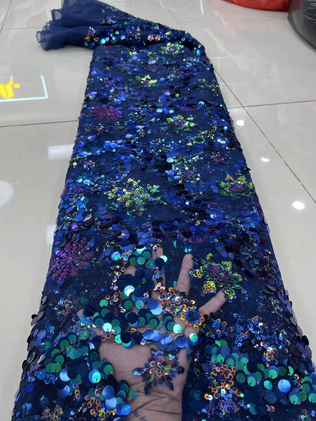 

African 3D Sequins Lace Fabric 2022 High Quality Lace Elegant Nigerian Wedding Lace Fabrics Sewing French Tulle Lace 4872B