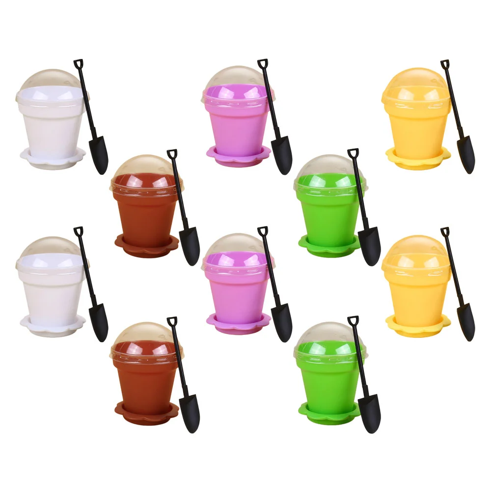 

10 Sets Cake Plastic Container Cup Planter Mousse Cups Ice Drink 7.5X8CM Shop Dessert Small Flowerpots