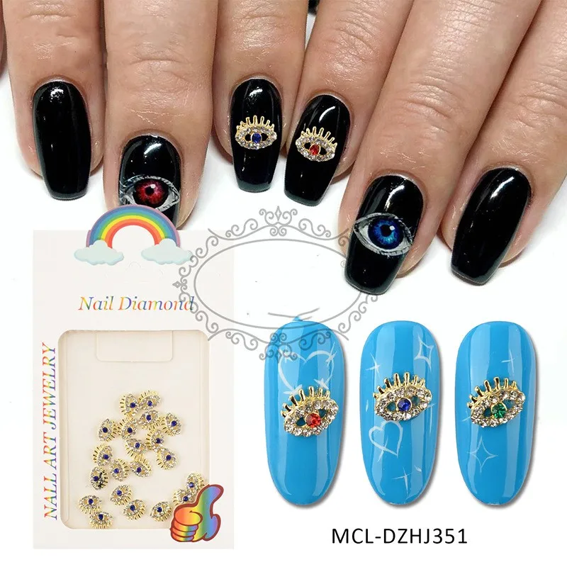 

10pcs Japanese Charms Eyes Nail Art Charms 3Styles Alloy Metal Nail Decorations DIY Luxury Nail Professional Supplies Wholesale