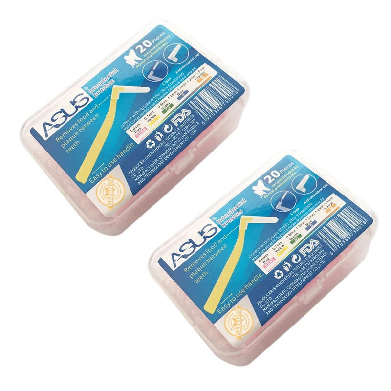 

40 шт., L-образная Ортодонтическая зубная щетка ASUS 0,6 мм