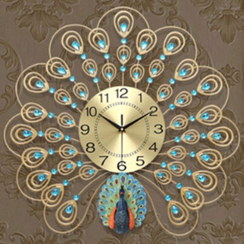 

Big Size Modern Wall Watch Luxury Bedroom Aesthetic Peacock Wall Clocks Living Room Oriental Art Horloge Interior Design