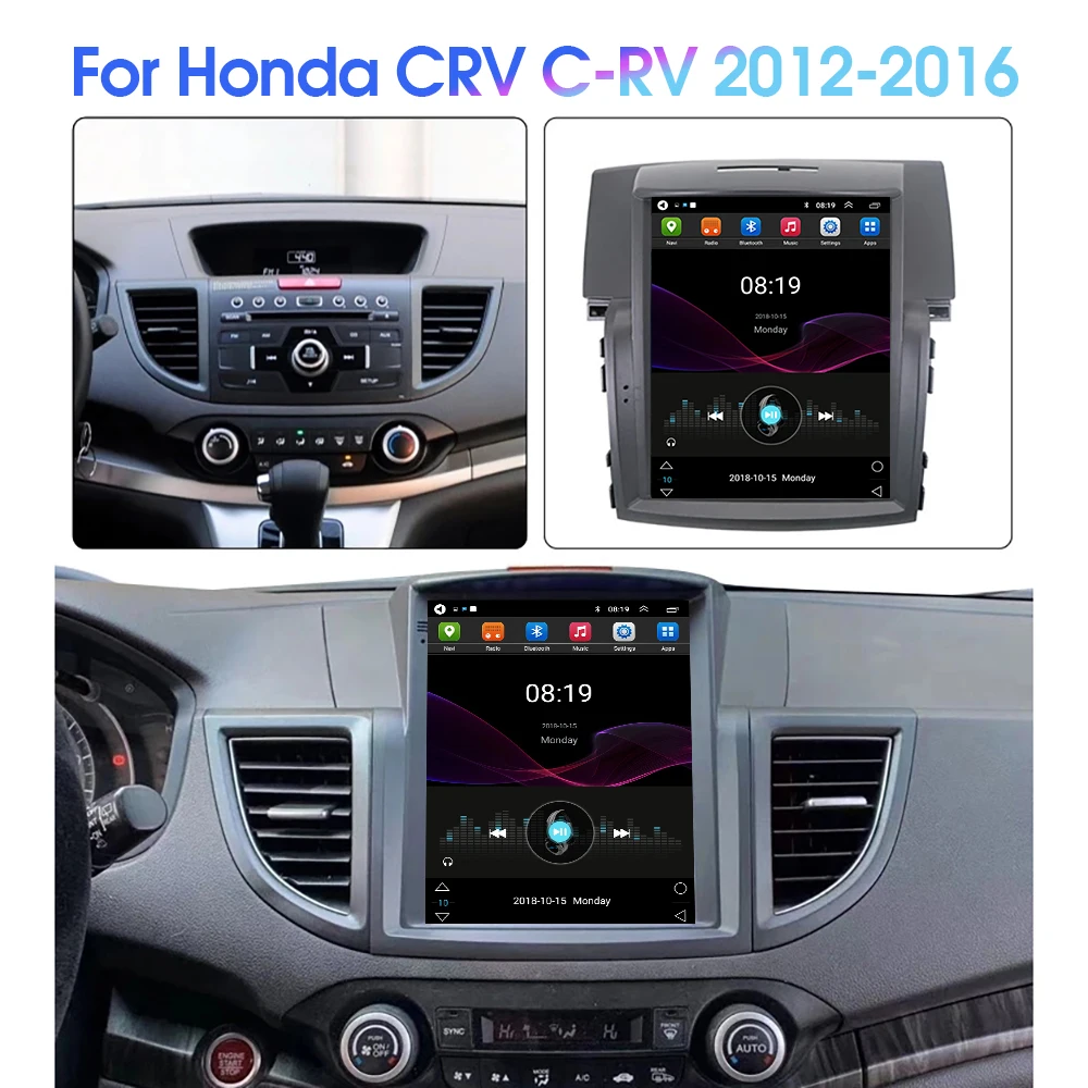 Экран в стиле Tesla для Honda CRV CR-V 4 2012-2016 автомобильное радио видео мультимедийный