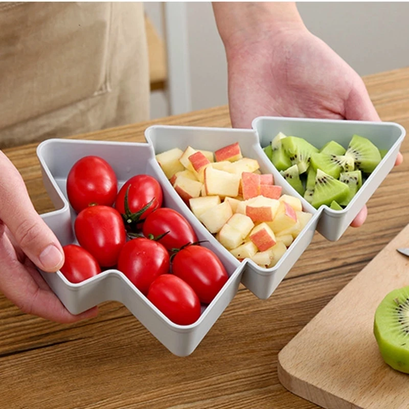

Creative Christmas Tree Shape Candy Snacks Nuts Dry Fruits Plastic Plate Snack Dishes Bowl Breakfast Tray Wedding Party Dessert