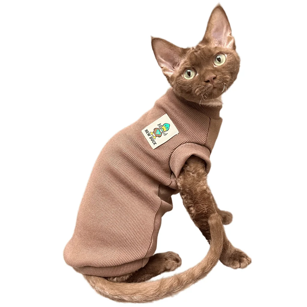 

2023 Dirt- Resistant Sphinx Hairless Cat Spring Summer Sphynx Cat Costume Outfits Cotton Vest Stretchy Devon Rex Cat Clothes