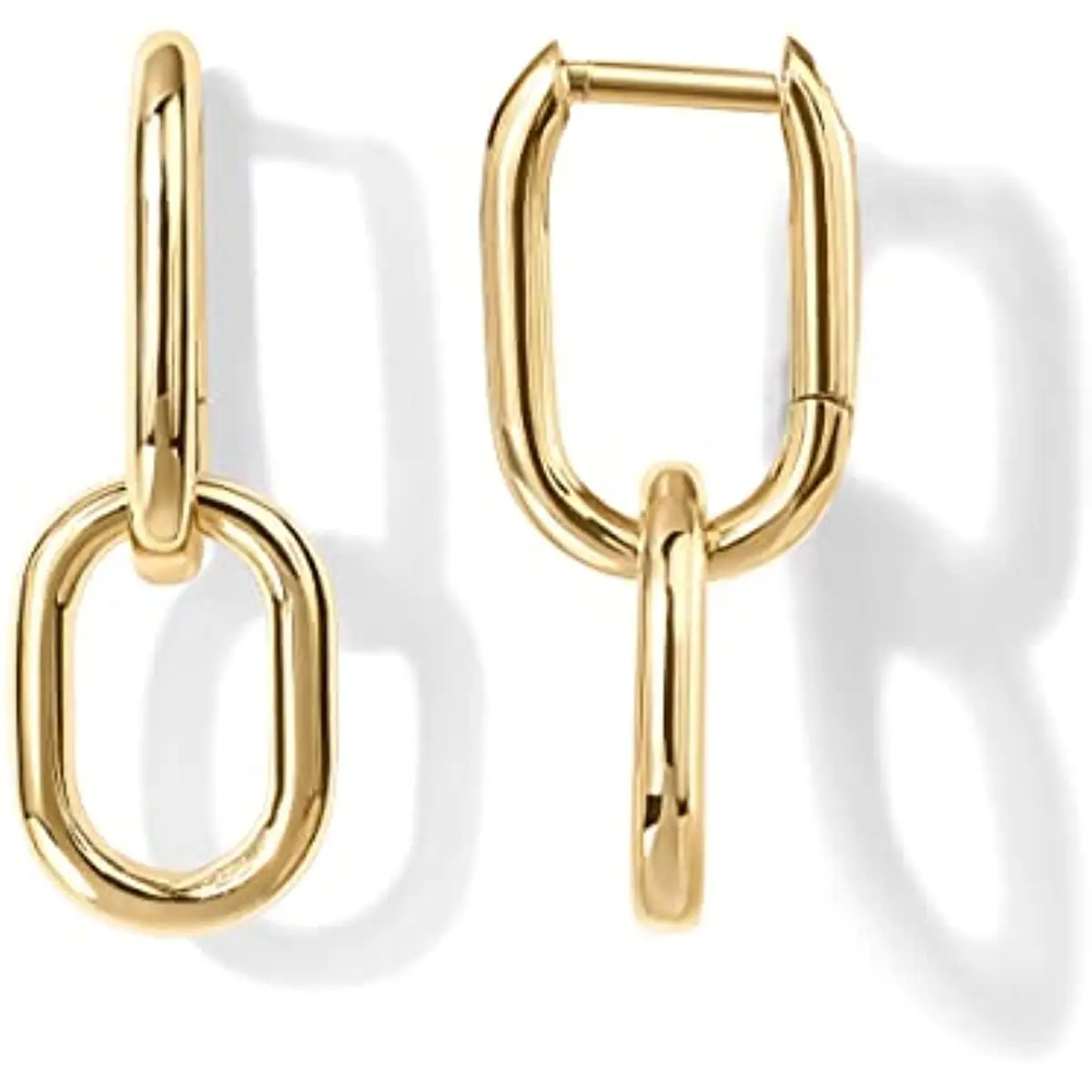 

14K Gold Convertible Link Earrings for Women Paperclip Link Chain Earrings Drop Dangle Earrings