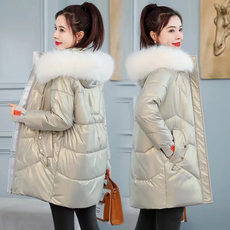 Women Winter Jacket Thick Warm Parkas Fur Collar Hooded Female Jacket Long Casual Cotton Padded Jackets Parka Outwear 2022 Coats