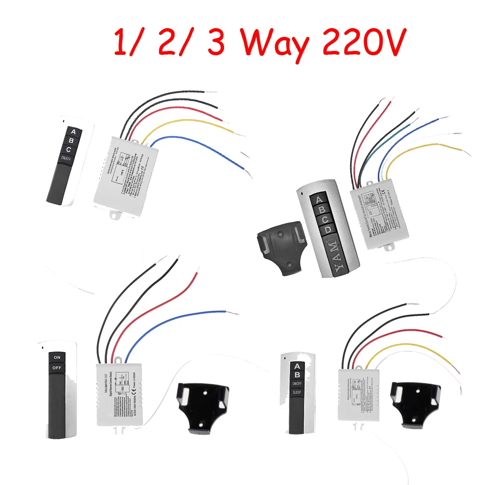 1/2/3 Channel ON/OFF 220V Wireless Remote Control Switch Receiver Transmitter for Lamp Light Electrical Equipments Drop Ship |