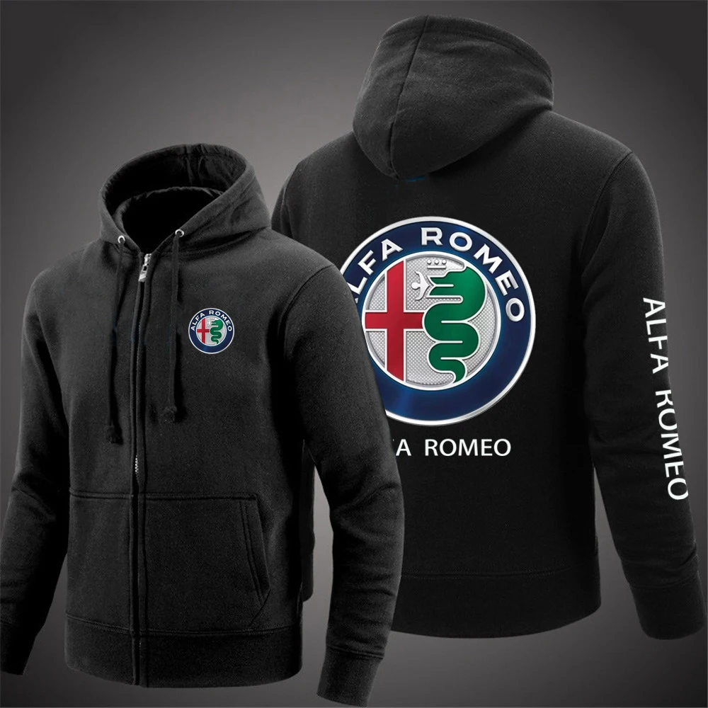 

Alfa Romeo Logo Spring Autumn Hoodies Zipper Pullover Sleeve Outerwear Fleece Cotton Sweatshirts Casual Harajuku Hip Hop Jacket