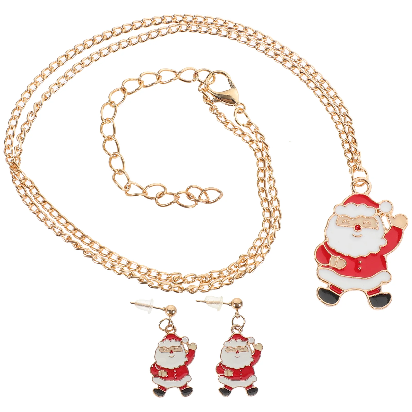 

Christmas Ornaments Santa Suit Necklace Fashion Jewelry For Women Alloy Earrings Miss