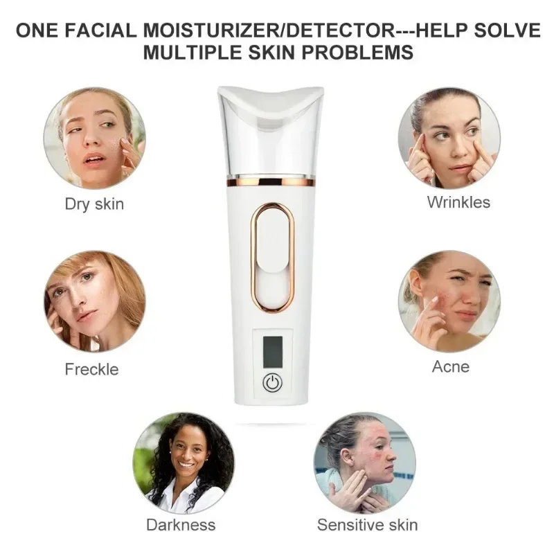 Нано-спрей отпариватель для лица мини-ручной портативный 38 мл распылитель тумана