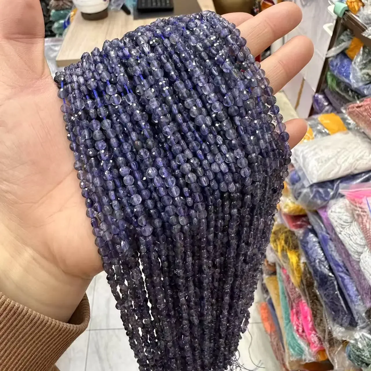 AAA натуральный Лолита граненые бусины в форме монеты Изготовление DIY браслет