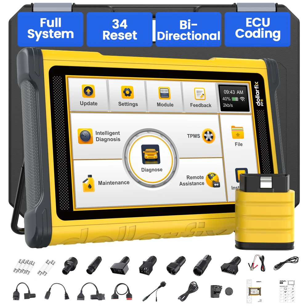 

Профессиональный автомобильный диагностический инструмент DollarFix PF8 OBD2, Автомобильный сканер, полная система 34, сброс, программирование ключа, двухнаправленное кодирование ЭБУ
