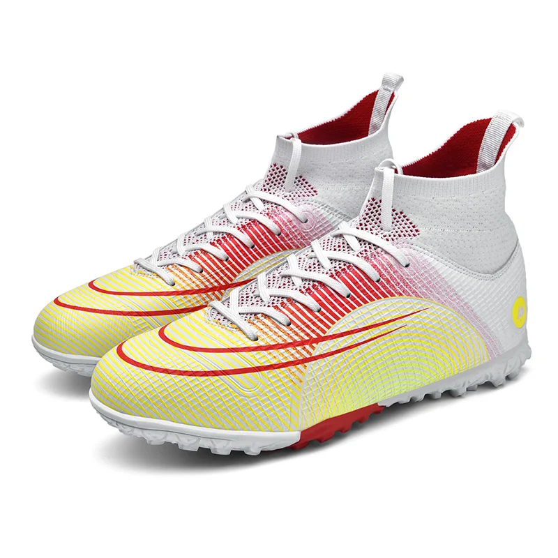 Adult Professional Soccer Shoes Non-Slip Long Spike Football Boots Young Kids High Ankle Cleats Grass Soccer Sneakers 33-46#