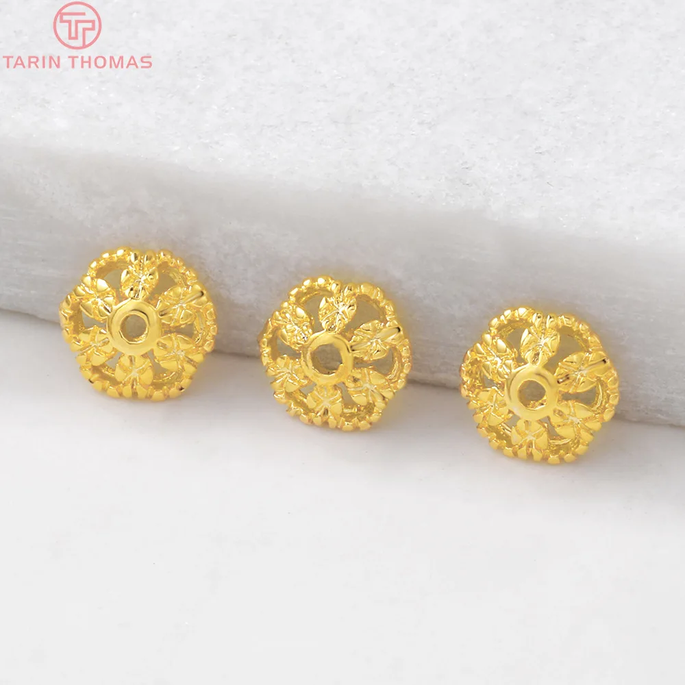 

(3162)20PCS 7MM Hole 1MM 24K Gold Color Brass Flower Bead Caps for DIY High Quality Jewelry Accessories