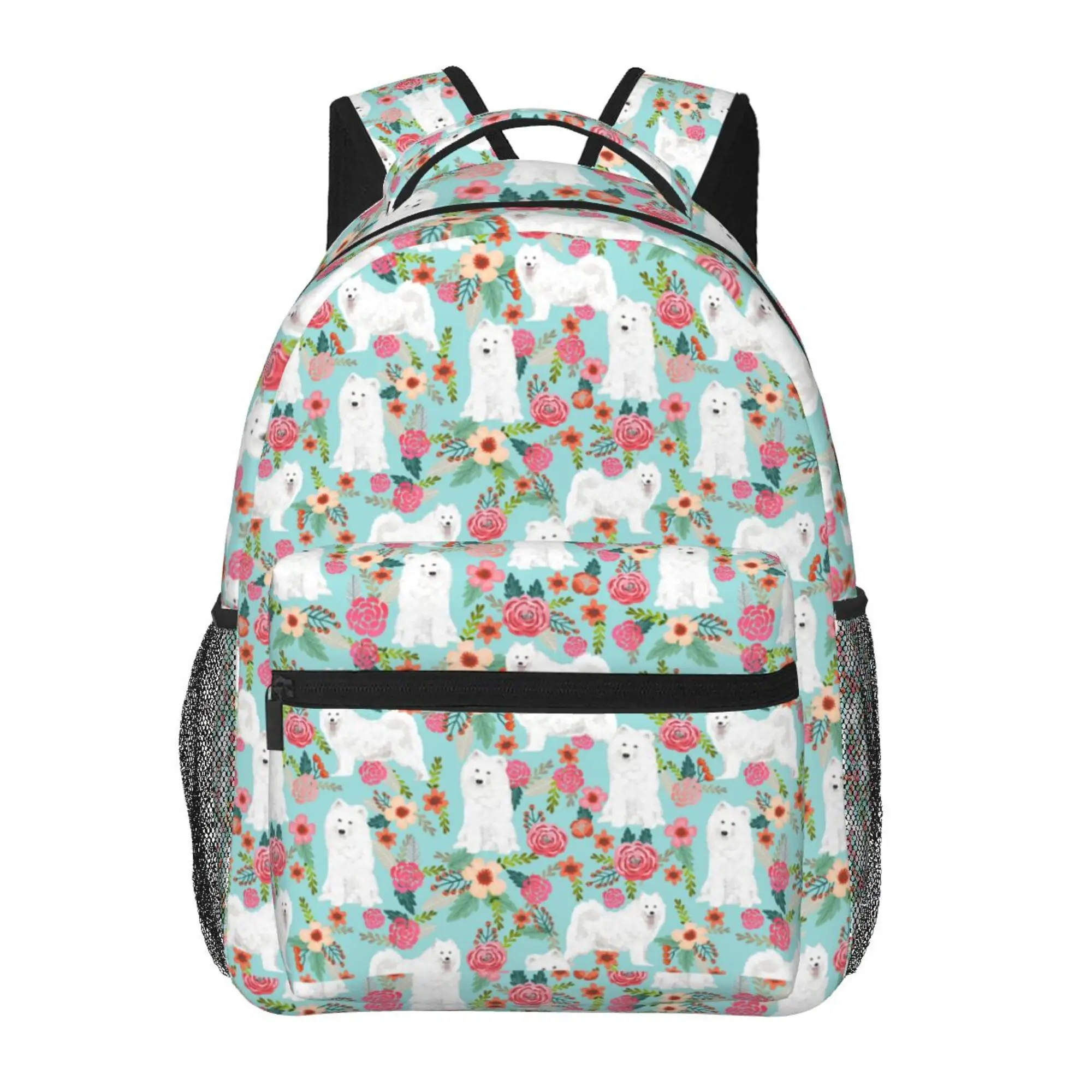

Floral Dog Classic Basic Canvas School backpack Casual Daypack Office Backpack for Men Women