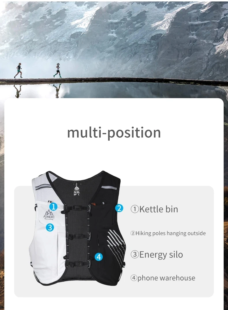 AONIJIE C9116 Unisex 10L Sports Running Backpack Lightweight Off-Road Hydration Pack Vest Hiking Rucksack