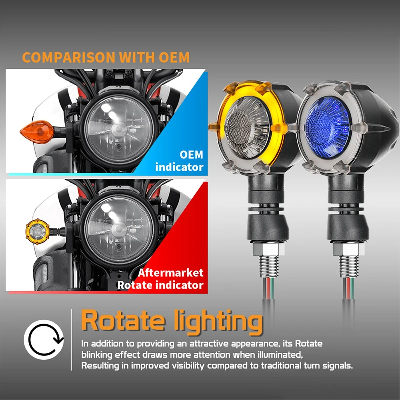 

Universal Motorcycle Turn Signal Blinker Indicator Light Running Water Rotating LED Brake Tail Light Daytime Motorbike Flasher