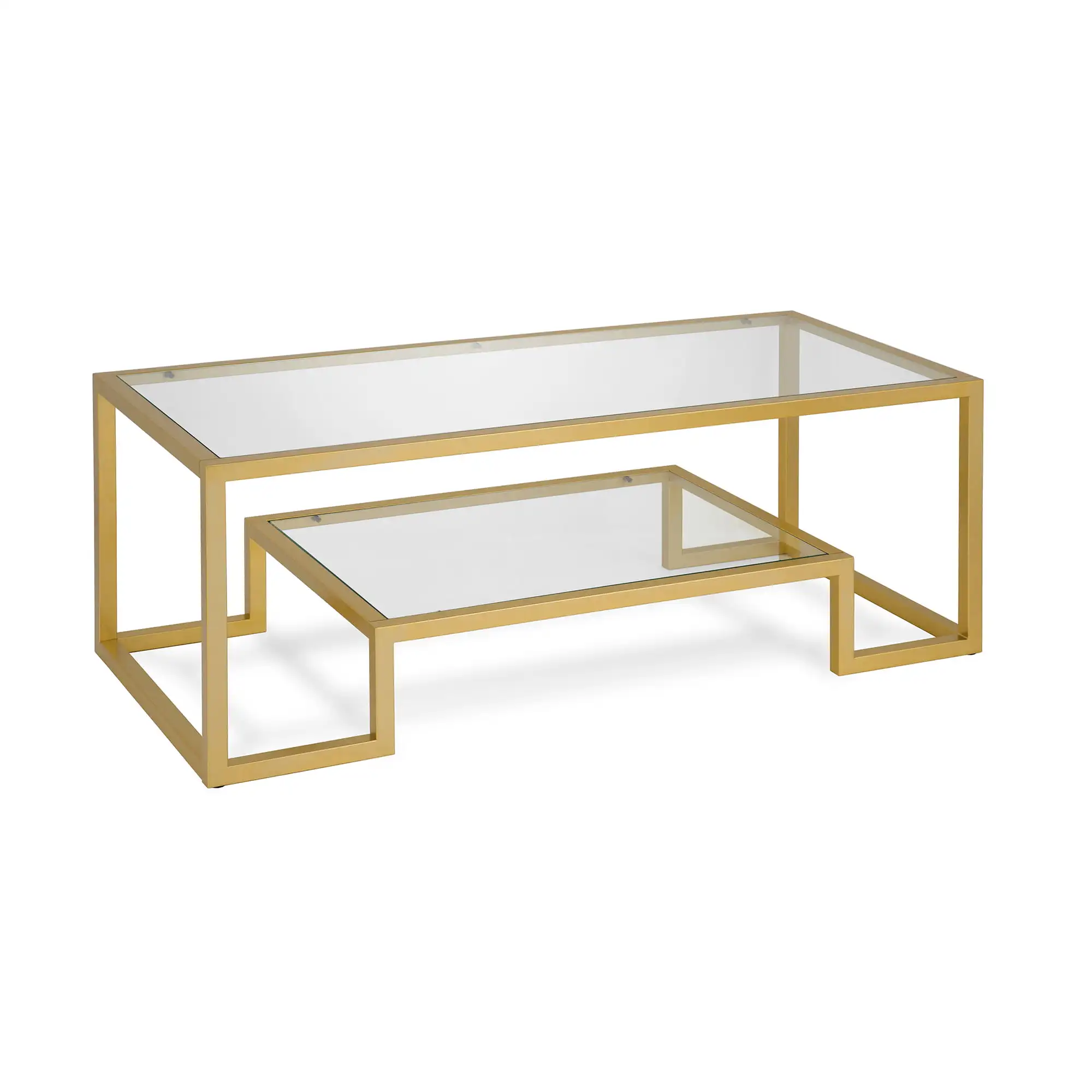 

Contemporary Coffee Table with Glass Top and Shelf