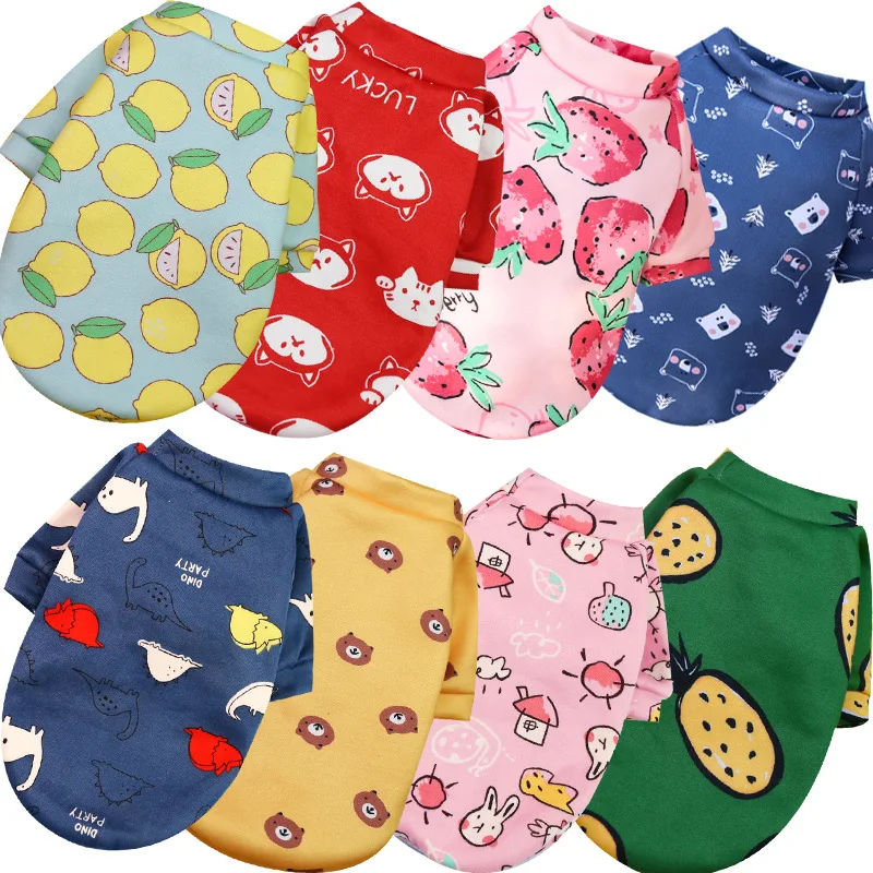 

Pet Dog Clothes Cute Printed Pet Coat Cotton Soft Pullover Dog Shirt Jacket Spring Summer Sweatshirt Cat Sweater Pet Clothing
