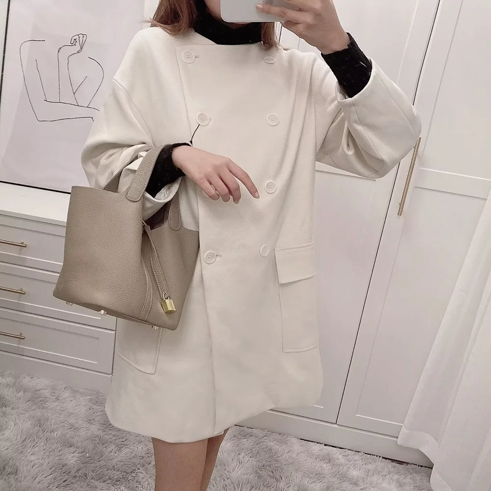 

DiYiG Women 2022 New Fashion Texture Blazer Coat Vintage Long Sleeve Single Breasted Mid-length Beige Casual Female Outer Mujer
